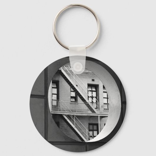 Porte-clés Architecture circulaire et lignes Photo noir et bl (Recto)