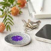 Porte-clés Argent Damask avec faux lapis lazuli gemstone (Côté)