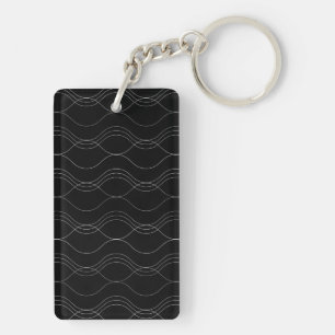 Porte-clés Argent, élégant, cool, moderne, simple motif ondul