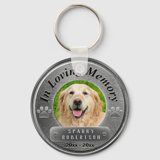 Porte-clés Argent mémorial de chien personnalisé (Recto)