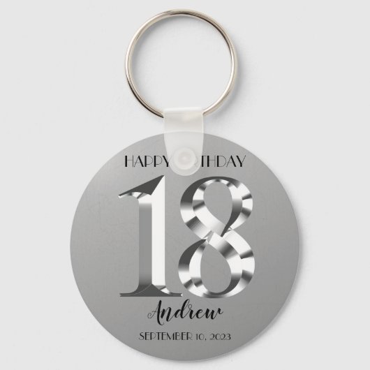 Porte-clés Argent métallique 18e anniversaire (Recto)