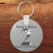 Porte-clés Argent métallique 2e anniversaire Mariage (Recto)