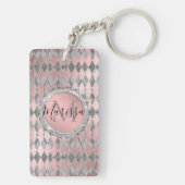 Porte-clés Argent rose brillant Arlequin Monogramme (Dos)