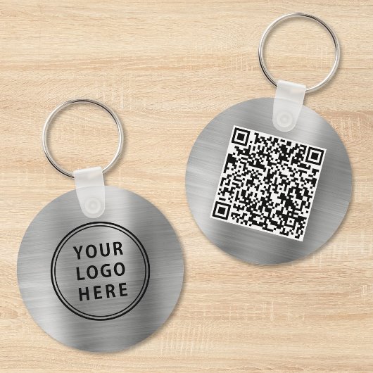 Porte-clés argenté promotionnel avec code QR de lo