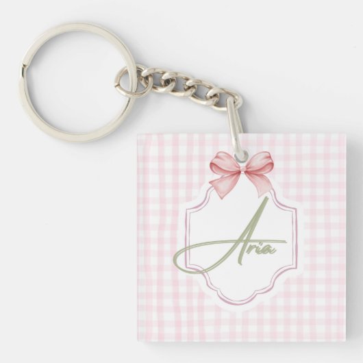 Porte-clés Aria Baby Girl Nursery Bow&En vichy personnalisée (Devant)