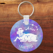 Porte-clés Aries Ram Constellation Stars Custom Birthday (Recto)