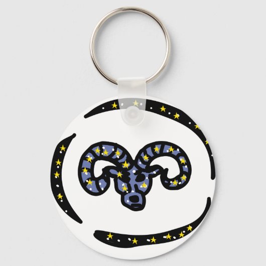 Porte-clés Aries Ram Zodiac Keychain – Minimal Cosmic Ram (Recto)