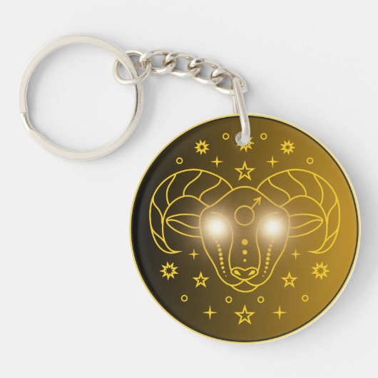 Porte-clés Aries Zodiac Emblem | Minimal Celestial Symbol (Devant)