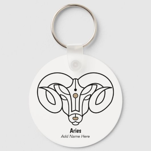 Porte-clés Aries zodiac noir or personnaliser (Recto)