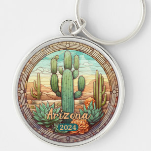 Porte-clés Arizona Désert Cactus Faux Verre Tiré