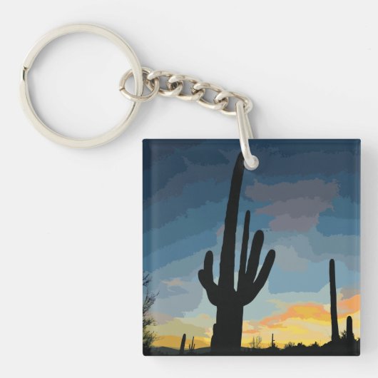 Porte-clés Arizona Saguaro Cactus Sunset sud-ouest (Devant)