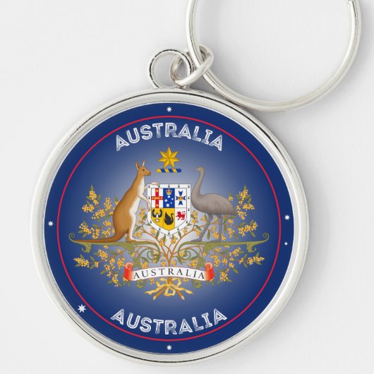Porte-clés Armoiries d'Australie Forme de Cercle (Devant)