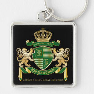 Porte-clés Armoiries de monogramme Emblème de couronne de lio