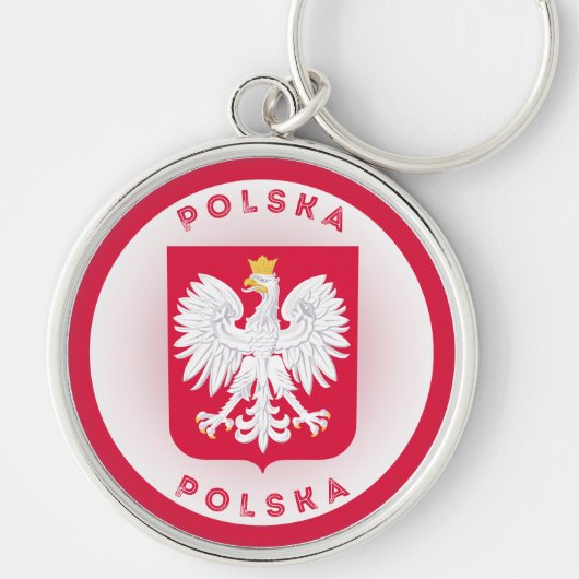 Porte-clés Armoiries de Pologne Forme de Cercle (Devant)