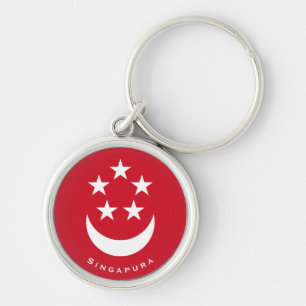 Porte-clés Armoiries de Singapour avec nom ajouté
