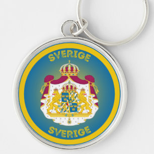 Porte-clés Armoiries de Suède en forme de cercle