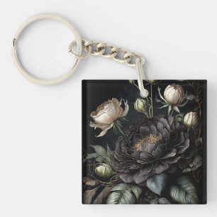 Porte-clés Arrangement gothique Rose Fleur noire