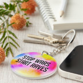 Porte-clés Arrêter les guerres démarrer les grottes (Devant Droit)