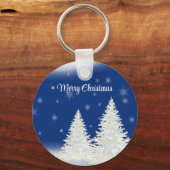 Porte-clés Arrière - plan Bleu Avec Arbre De Noël (Recto)