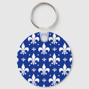 Porte-clés Arrière - plan bleu Fleur-de-lis Motif Design