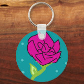 Porte-clés arrière - plan bleu fleur rose (Recto)
