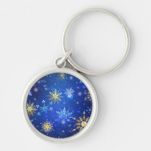 Porte-clés Arrière - plan Bleu XMAS avec des flocons de neige