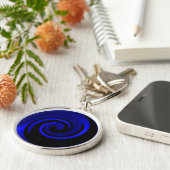 Porte-clés Arrière - plan Blue Sapphire et Black Swirl (Côté)