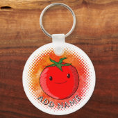 Porte-clés Arrière - plan d'aquarelle de tomate de carton mou (Verso)