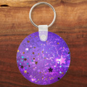Porte-clés Arrière - plan de feuille violet avec étoiles (Verso)