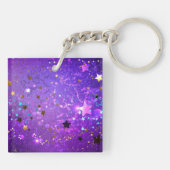 Porte-clés Arrière - plan de feuille violet avec étoiles (Dos)
