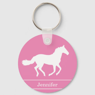 Porte-clés Arrière - plan de rose de silhouette de cheval