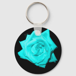 Porte-clés Arrière - plan noir solide de rose coloré par aq