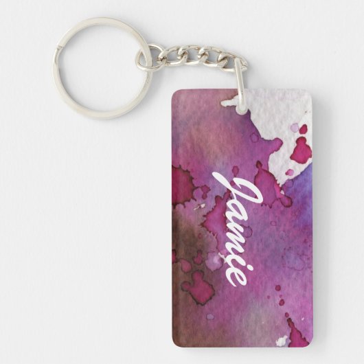 Porte-clés Arrière - plan pourpre d'aquarelle (Devant)