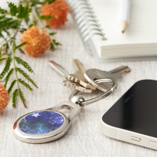 Porte-clés Arrière - plan spatial avec étoiles (Côté )