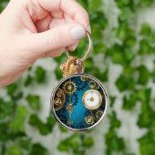 Porte-clés Arrière - plan turquoise à vapeur avec engrenages (Main)