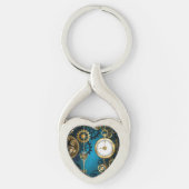 Porte-clés Arrière - plan turquoise à vapeur avec engrenages (Devant)