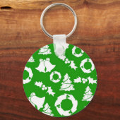 Porte-clés Arrière - plan vert avec cloches, mélèze et arbre (Recto)