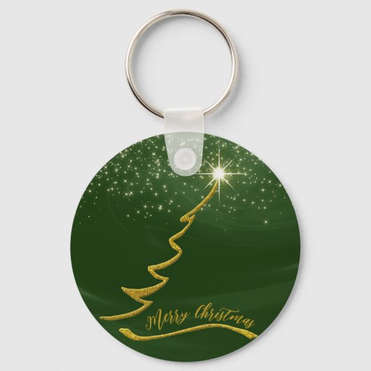 Porte-clés Arrière - plan Vert Parkly Avec Arbre De Noël Or (Recto)