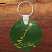 Porte-clés Arrière - plan Vert Parkly Avec Arbre De Noël Or (Recto)