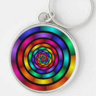 Porte-clés Arrondi et psychédélique coloré Art moderne fracta