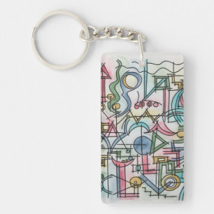 Porte-clés Art à l'aquarelle moderne fantaisiste asymétrique