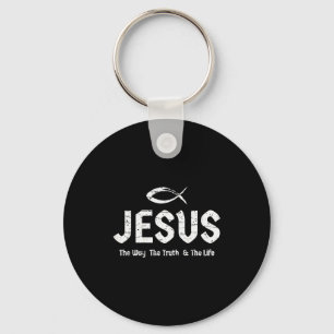 Porte-clés (art à l'arrière) Bible Jean 14_6 Jésus Voie Vérit