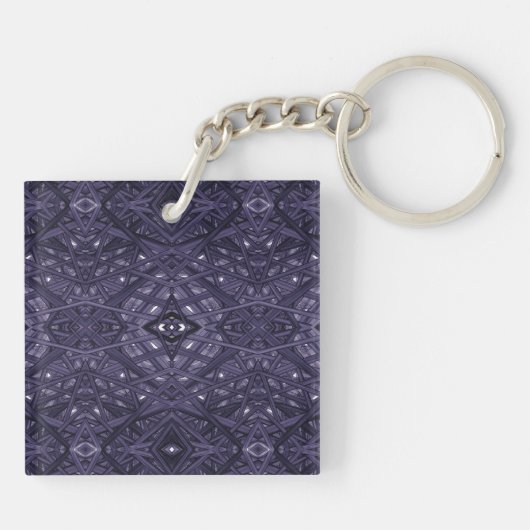 Porte-clés Art à l'encre d'alcool abstrait violet labyrinthe (Dos)