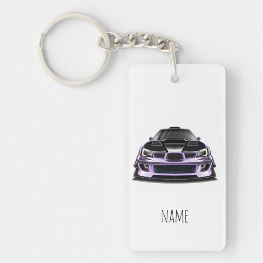 Porte-clés art à main levée violet œil plissé (Devant)
