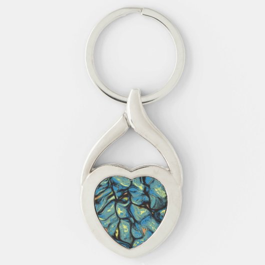Porte-clés Art à motifs bleu et vert Abstrait (Devant)