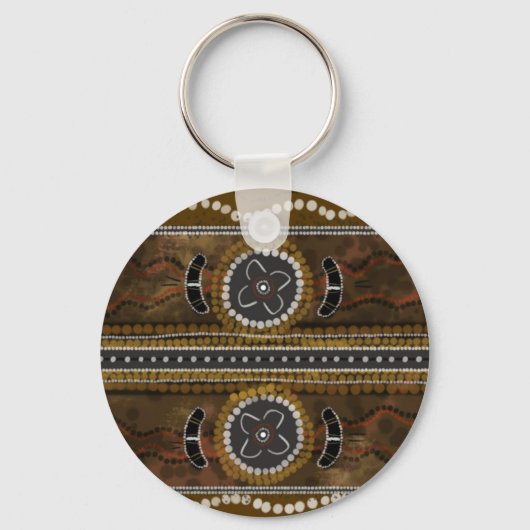 Porte-clés Art aborigène australien - Collecte de nourriture (Recto)