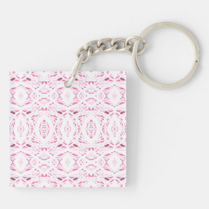 Porte-clés Art abstrait acrylique rose blanc prismatique