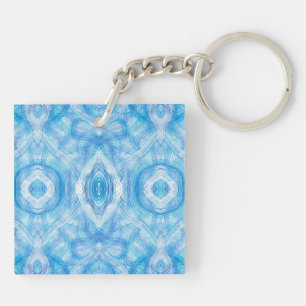 Porte-clés Art abstrait aquarelle bleu clair Foi