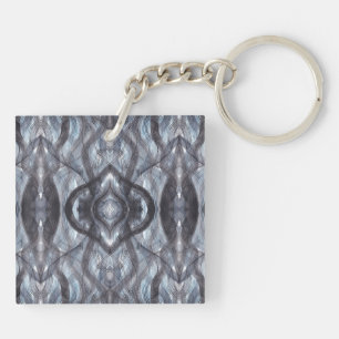 Porte-clés Art abstrait aquarelle bleu foncé Respirer