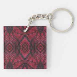 Porte-clés Art abstrait aquarelle rouge de vigilance